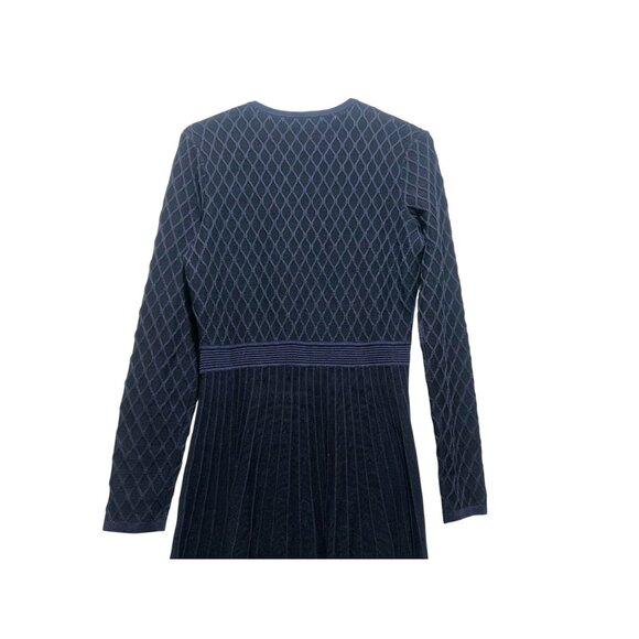 Sold Hugo Boss Wedressy Pleated Dress Size Medium Blue Silk Blend Long Sleeve - Picture 11 of 16